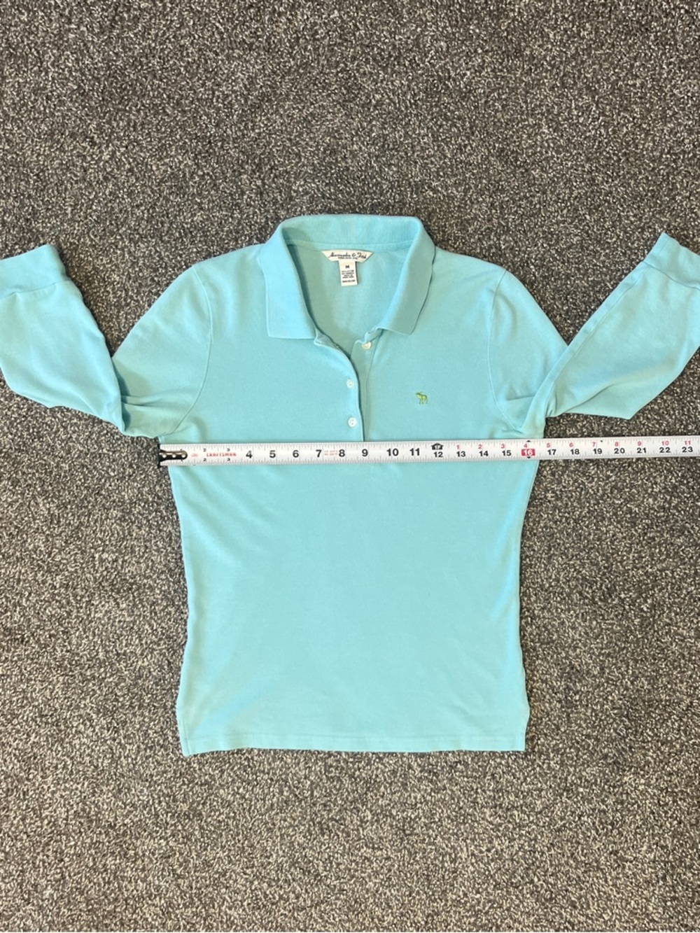 Vintage Abercrombie & Fitch Women's Light Aqua 3/4 Sleeve Polo Shirt Size M - Picture 5 of 7